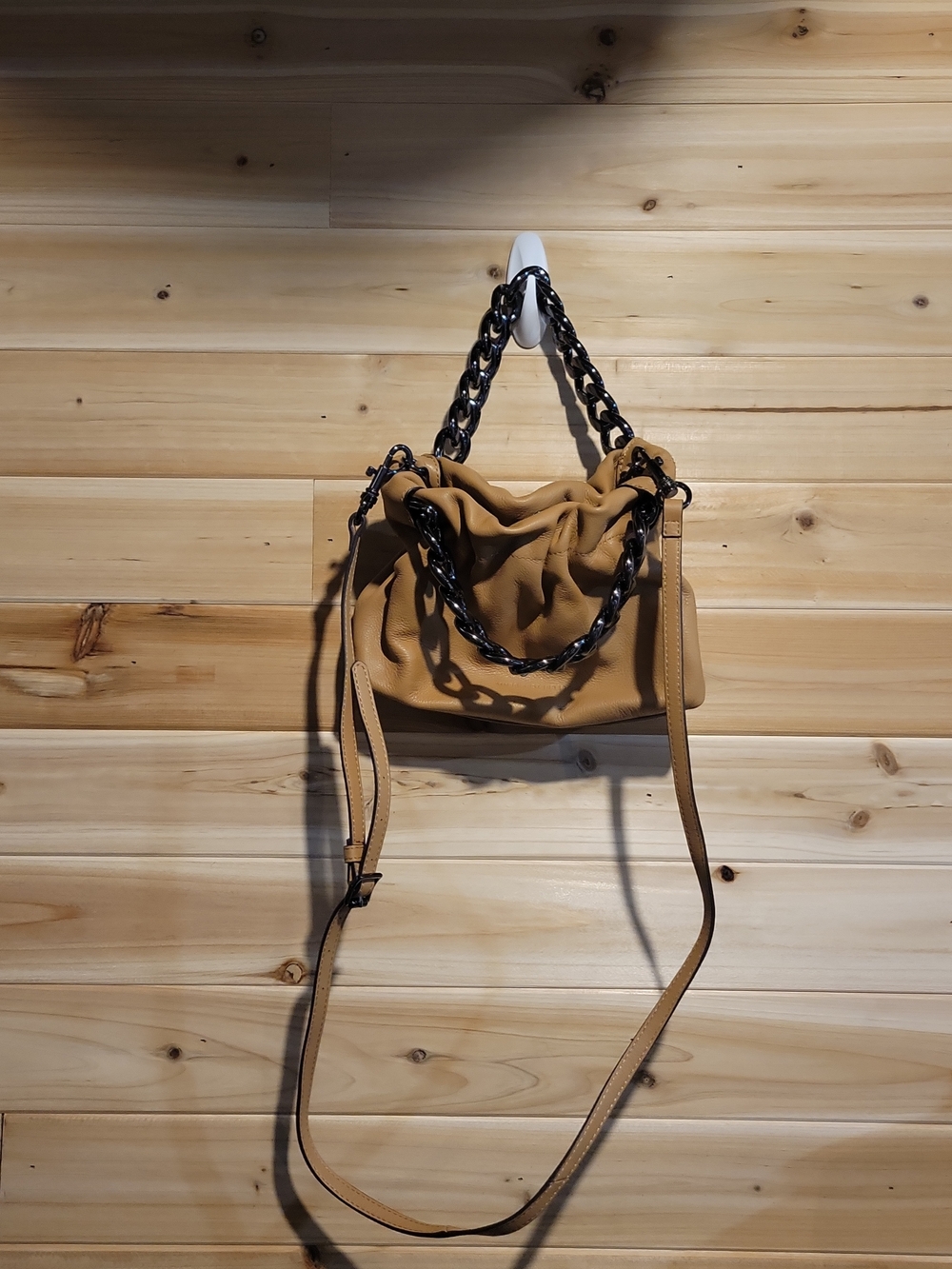 Aimee Kestenberg Tan Shoulder Bag with Black Chain Handle